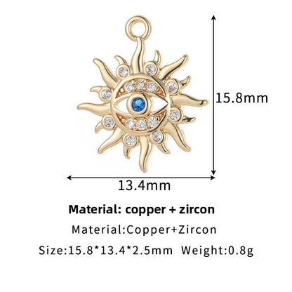 Sun Pendant For Love Charms Featuring Golden Copper With Zircon Inlay