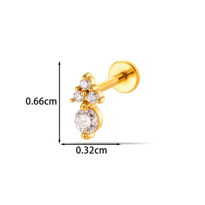 For Women Electroplated 316 Stainless Steel Stud Earrings Featuring Zircon Inlay With 18K Real Gold Plated Finish