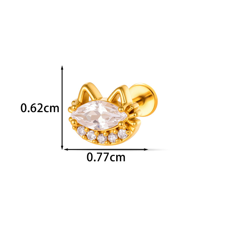 For Women Electroplated 316 Stainless Steel Stud Earrings Featuring Zircon Inlay With 18K Real Gold Plated Finish