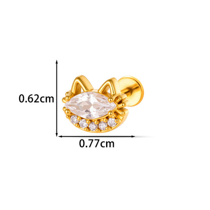 For Women Electroplated 316 Stainless Steel Stud Earrings Featuring Zircon Inlay With 18K Real Gold Plated Finish