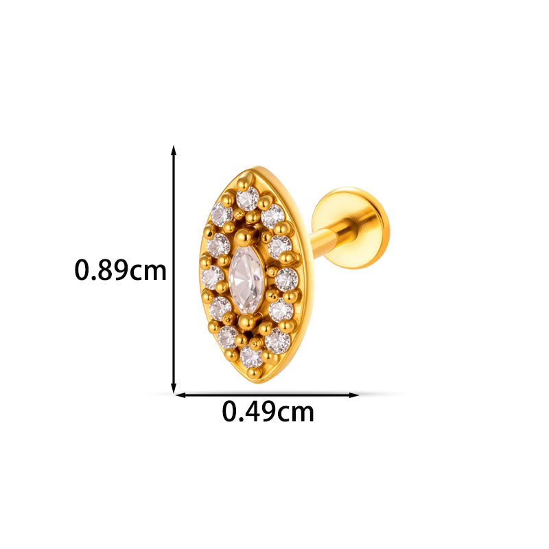 For Women Electroplated 316 Stainless Steel Stud Earrings Featuring Zircon Inlay With 18K Real Gold Plated Finish