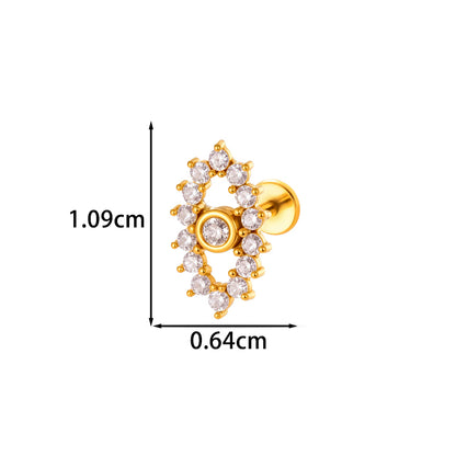For Women Electroplated 316 Stainless Steel Stud Earrings Featuring Zircon Inlay With 18K Real Gold Plated Finish
