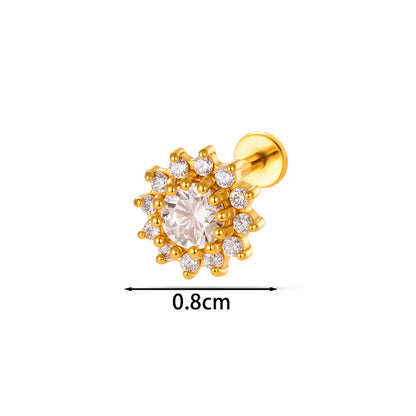For Women Electroplated 316 Stainless Steel Stud Earrings Featuring Zircon Inlay With 18K Real Gold Plated Finish