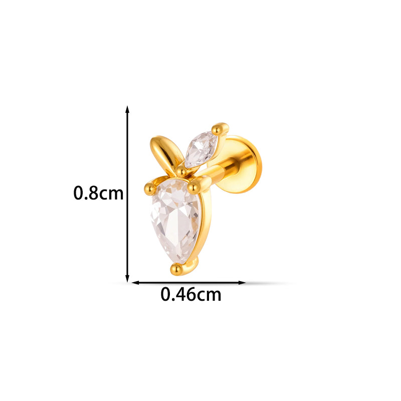 For Women Electroplated 316 Stainless Steel Stud Earrings Featuring Zircon Inlay With 18K Real Gold Plated Finish