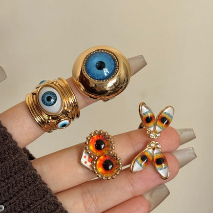 Devil's Eye Wide Band Ring For Men, Exaggerated Style Handmade Alloy Jewelry