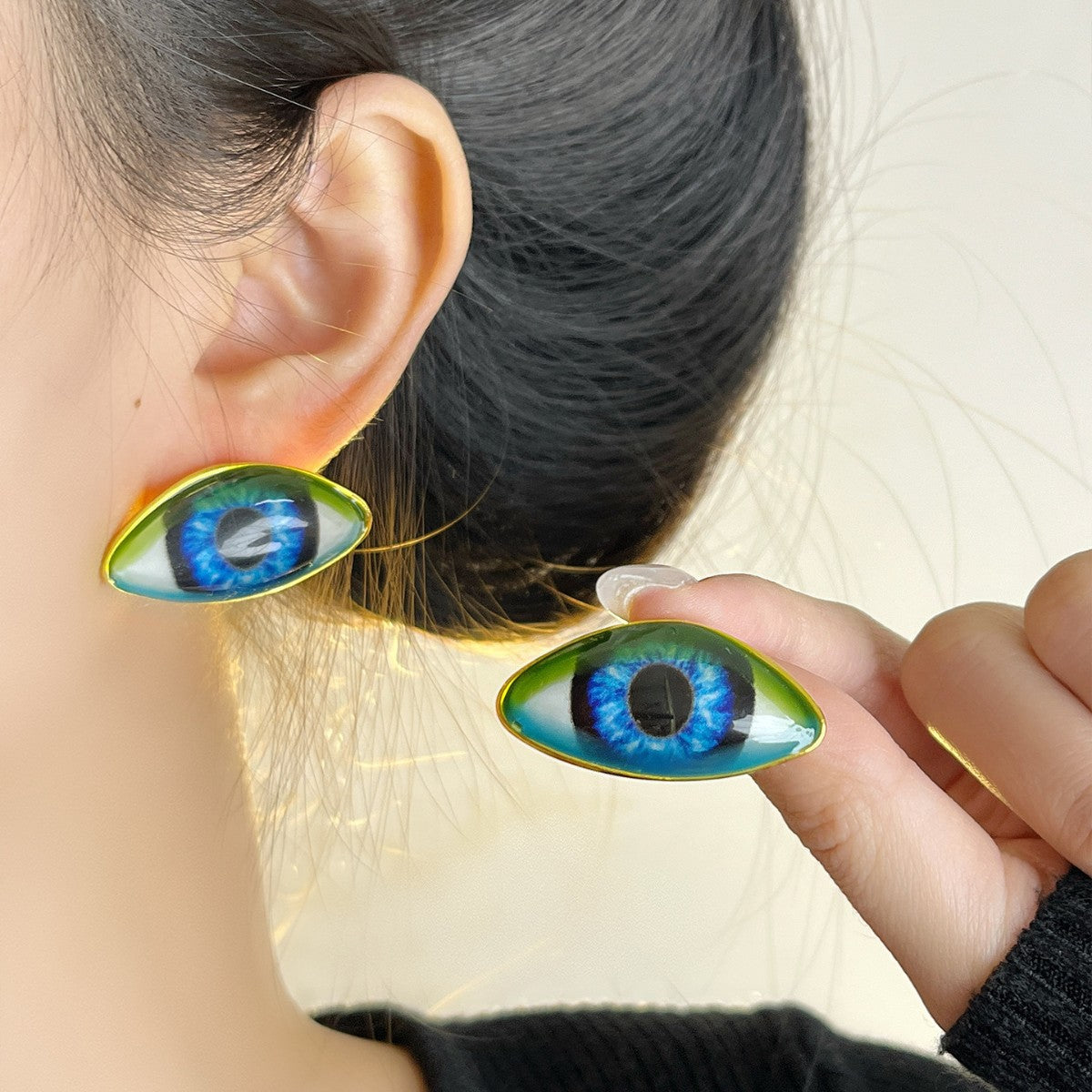 Devil's Eye Earrings For Retro Style Featuring Electroplated Alloy Material In Colour