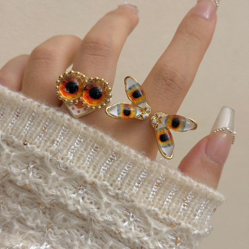 Devil's Eye Wide Band Ring For Men, Exaggerated Style Handmade Alloy Jewelry