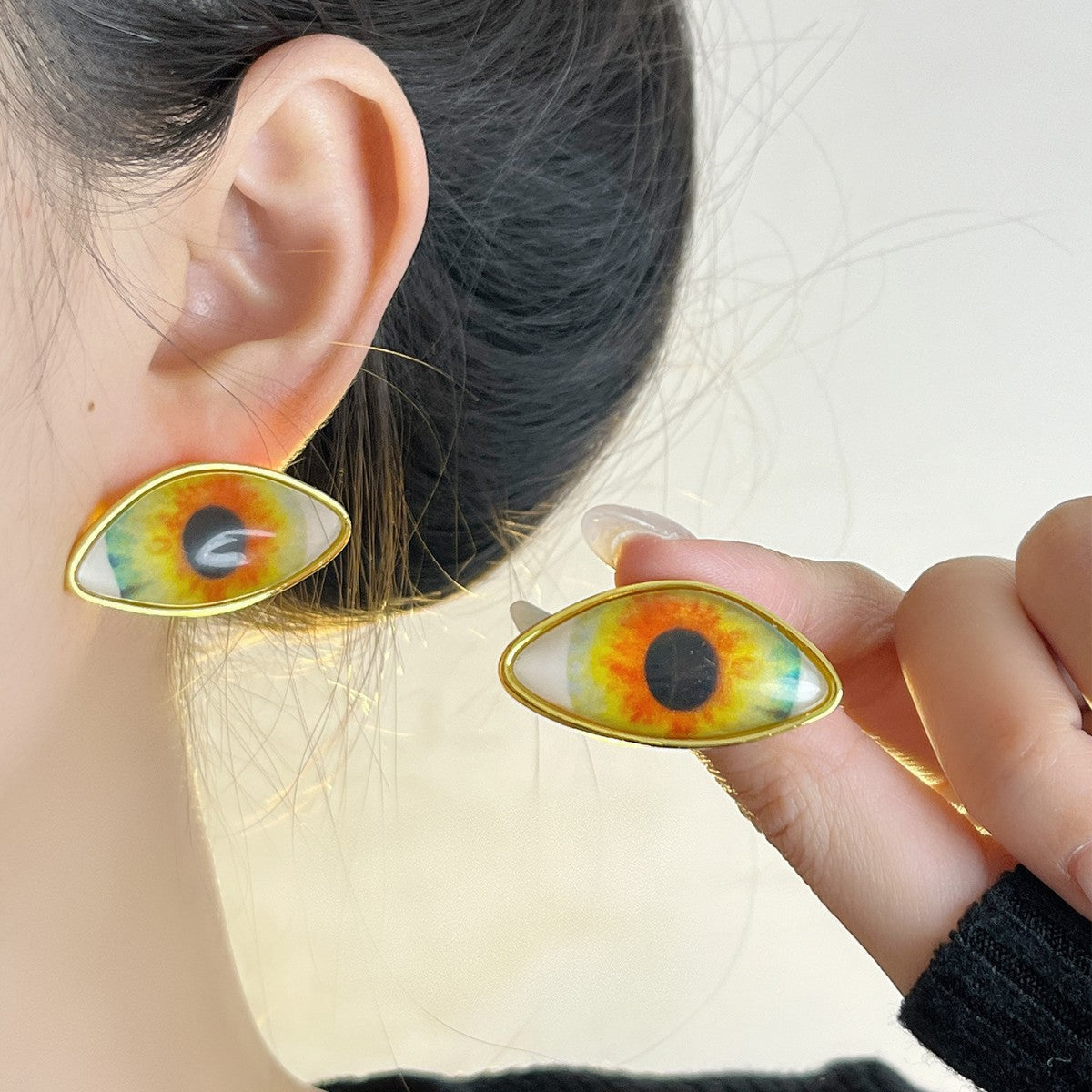 Devil's Eye Earrings For Retro Style Featuring Electroplated Alloy Material In Colour