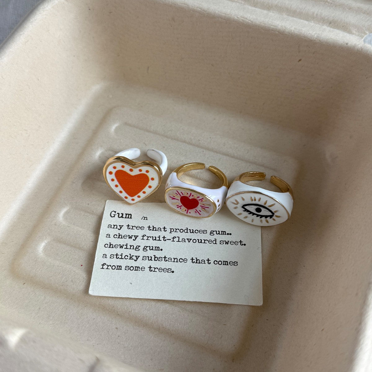 Heart Shape Ring For Women In Red Alloy Featuring Electroplated And Handmade Craftsmanship