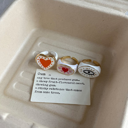 Heart Shape Ring For Women In Red Alloy Featuring Electroplated And Handmade Craftsmanship