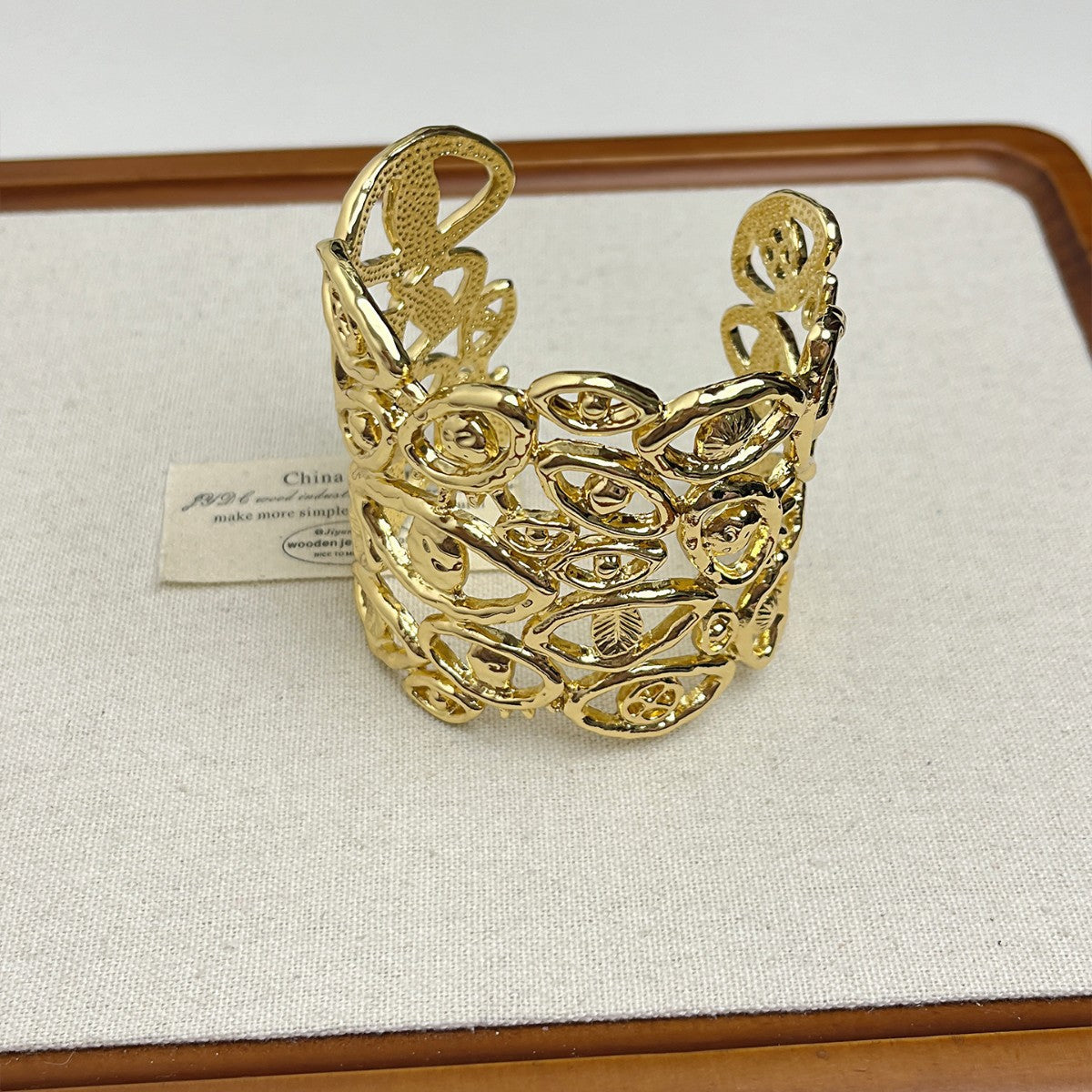 Devil's Eye Bangle For Women In Exaggerated Style, Golden Alloy With Electroplated Finish
