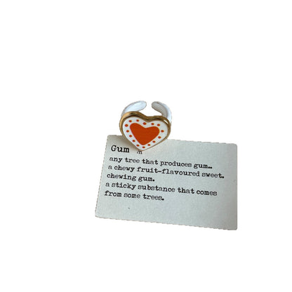 Heart Shape Ring For Women In Red Alloy Featuring Electroplated And Handmade Craftsmanship