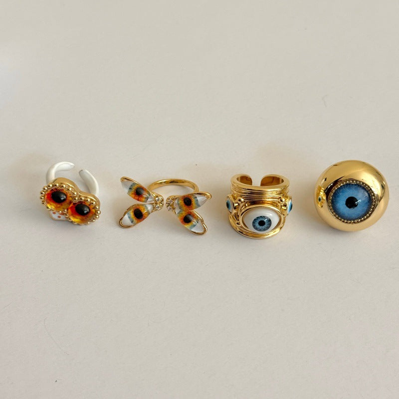 Devil's Eye Wide Band Ring For Men, Exaggerated Style Handmade Alloy Jewelry