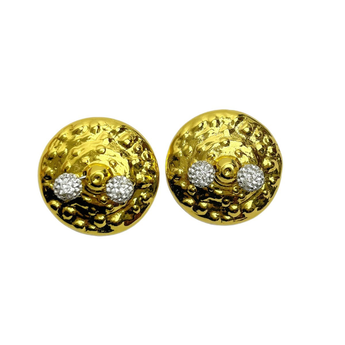 Round Retro Earrings For Women Featuring Electroplated Alloy And Rhinestone Inlay