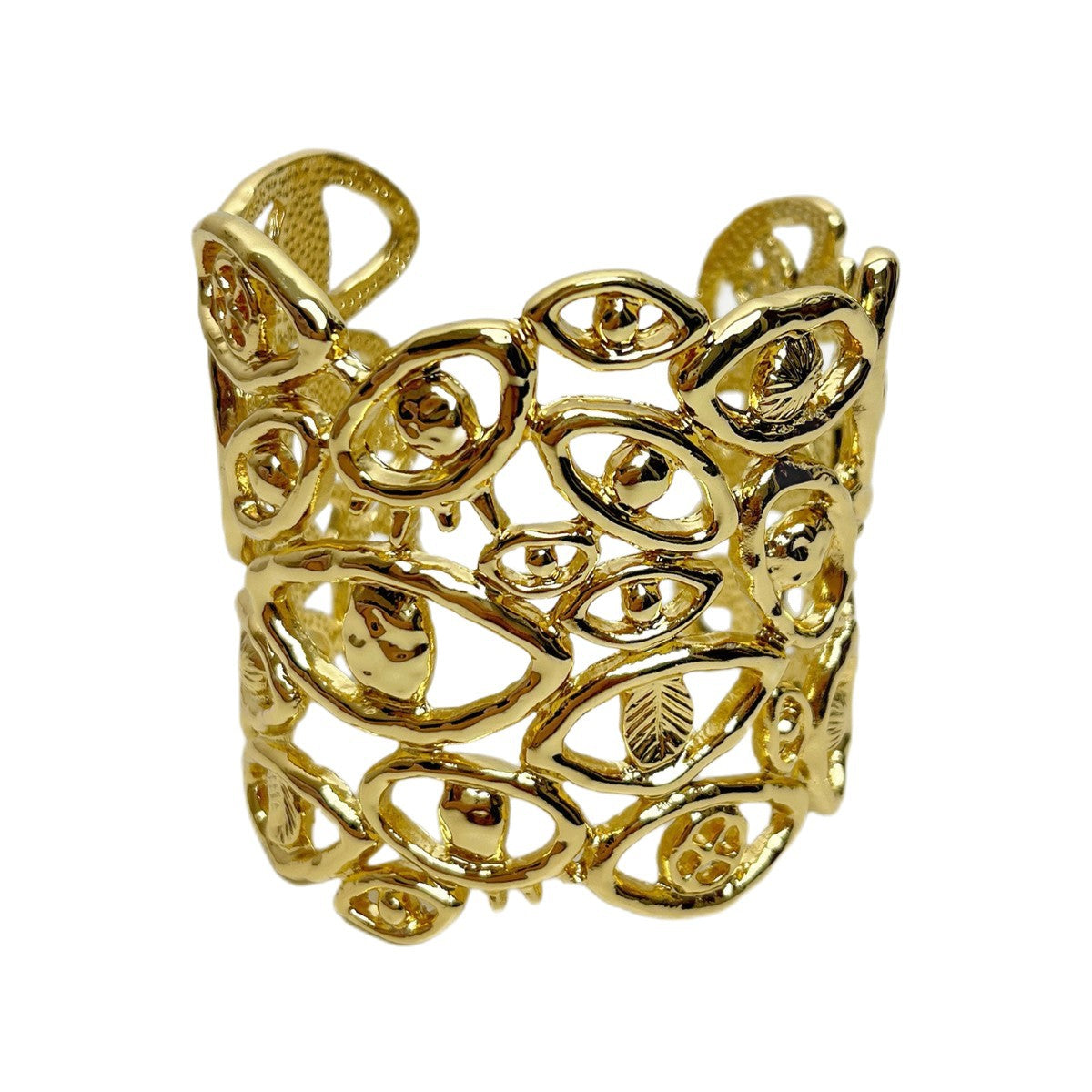 Devil's Eye Bangle For Women In Exaggerated Style, Golden Alloy With Electroplated Finish