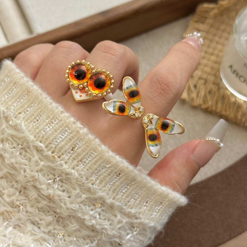 Devil's Eye Wide Band Ring For Men, Exaggerated Style Handmade Alloy Jewelry