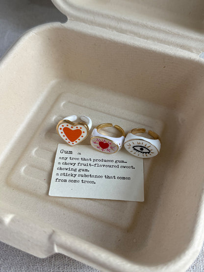 Heart Shape Ring For Women In Red Alloy Featuring Electroplated And Handmade Craftsmanship