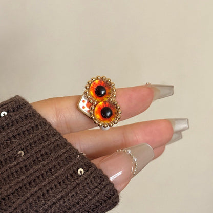 Devil's Eye Wide Band Ring For Men, Exaggerated Style Handmade Alloy Jewelry