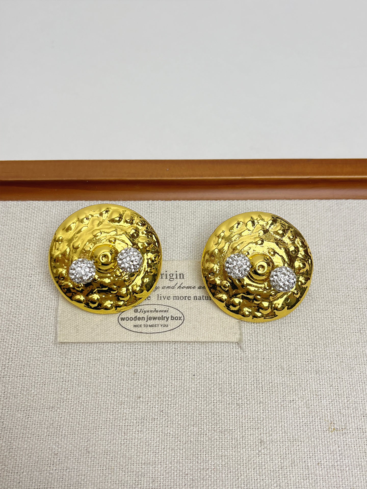 Round Retro Earrings For Women Featuring Electroplated Alloy And Rhinestone Inlay