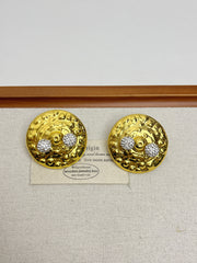 Gold Round Diamond Ball Clasp Earrings EH0659B