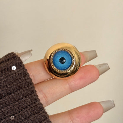 Devil's Eye Wide Band Ring For Men, Exaggerated Style Handmade Alloy Jewelry