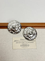 Silver Round Diamond Ball Clasp Earrings EH0659A