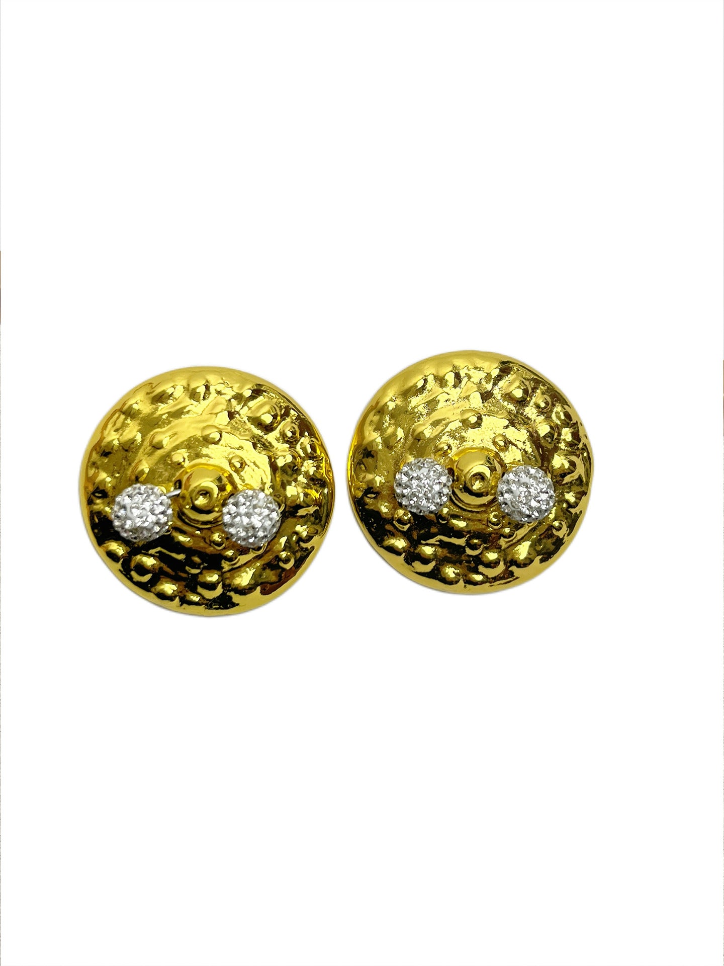 Round Retro Earrings For Women Featuring Electroplated Alloy And Rhinestone Inlay