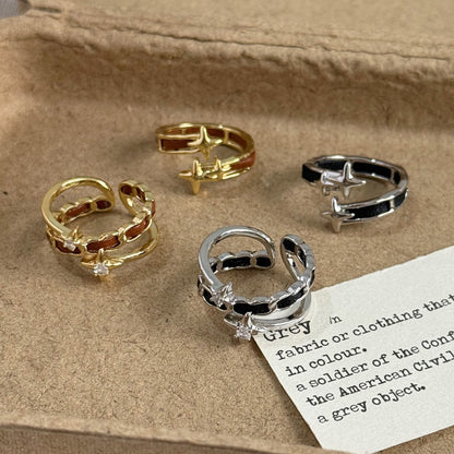 Vintage Style Star Open Ring For Women In Golden Alloy With Electroplated Finish