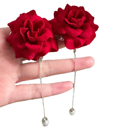 Handmade Sweet White Acrylic Flowers For Women Featuring Crystal Inlay