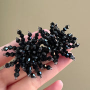 Elegant Black Crystal Braided Flower Stud Earrings