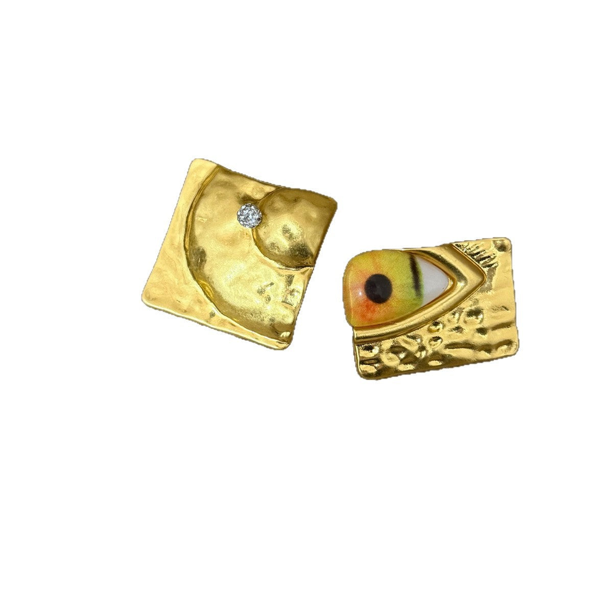Devil's Eye Asymmetrical Earrings For Women In Retro Style With Electroplated Alloy