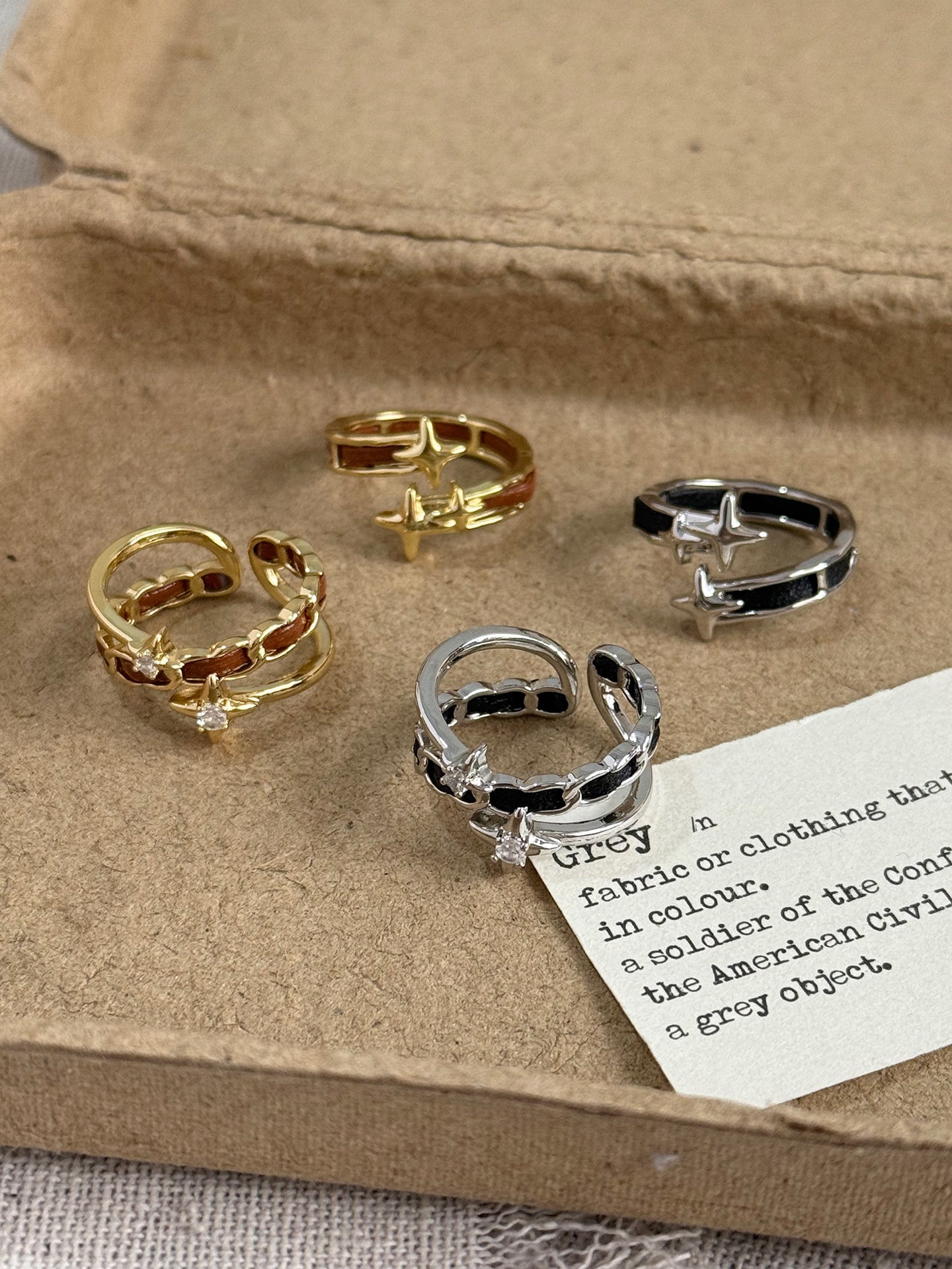Vintage Style Star Open Ring For Women In Golden Alloy With Electroplated Finish