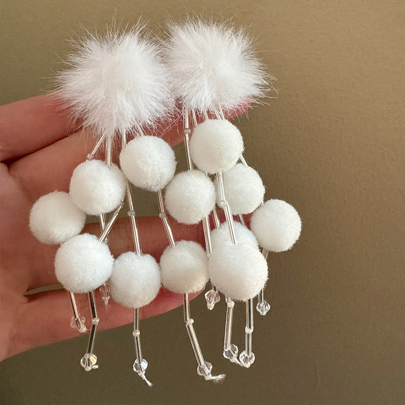 Handmade Sweet White Acrylic Flowers For Women Featuring Crystal Inlay