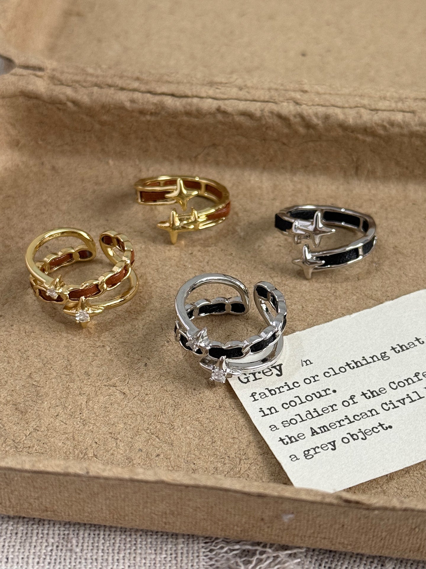 Vintage Style Star Open Ring For Women In Golden Alloy With Electroplated Finish