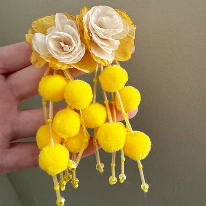 Handmade Sweet White Acrylic Flowers For Women Featuring Crystal Inlay