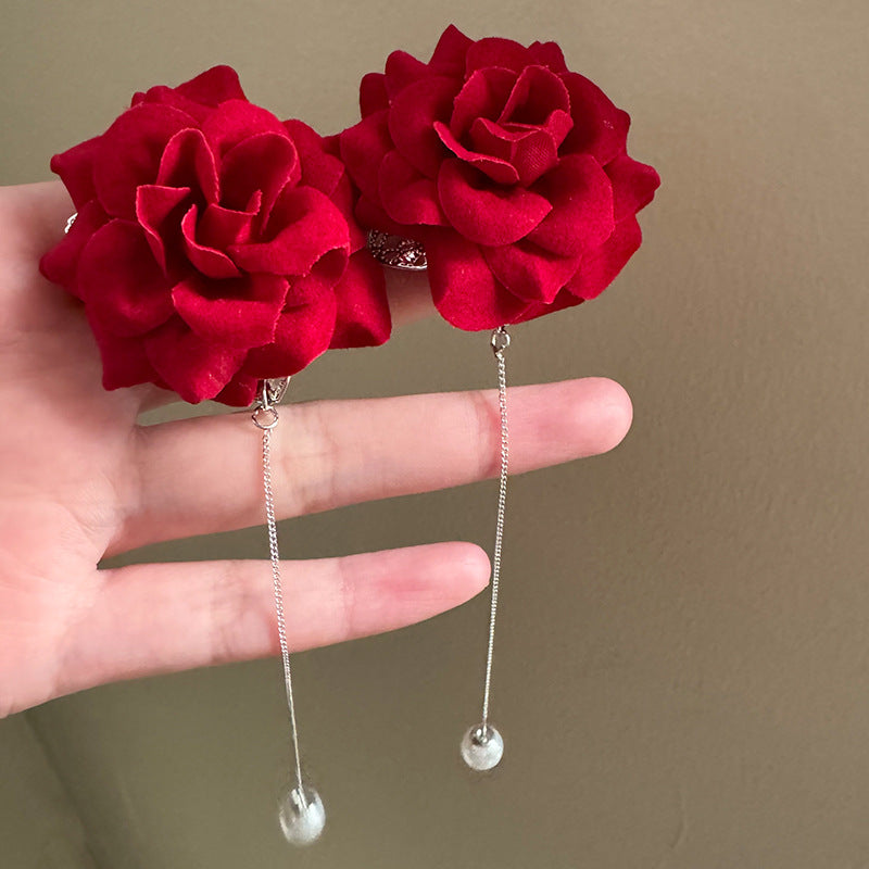 Handmade Sweet White Acrylic Flowers For Women Featuring Crystal Inlay