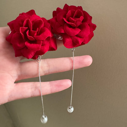 Handmade Sweet White Acrylic Flowers For Women Featuring Crystal Inlay