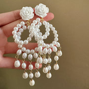 Super Fairy Beaded Round Tassel Long Earrings