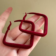 Vintage Red Flocked Square Earrings