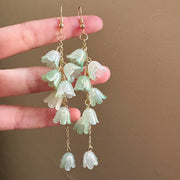 Elegant Green Lily of the Valley Tassel Long Earrings