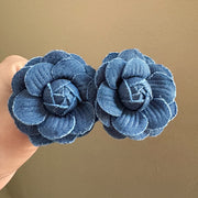 Blue Denim Flower Earrings