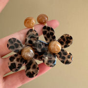Elegant Leopard Print Floral Earrings