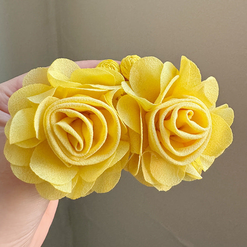 Yellow Acrylic Tassel Earrings For Women Featuring Beautiful Flower Design