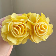 Yellow Chiffon Rose Flower Earrings