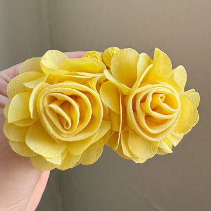 Yellow Acrylic Tassel Earrings For Women Featuring Beautiful Flower Design