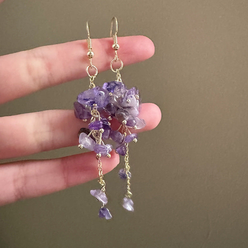 Yellow Acrylic Tassel Earrings For Women Featuring Beautiful Flower Design