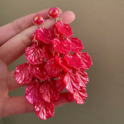 Vintage Red Petal Tassel Earrings