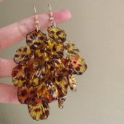 Vintage Leopard Petal Tassel Long Earrings