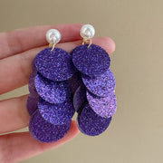 Fashionable Purple Super Shiny Sequin Tassel Earrings