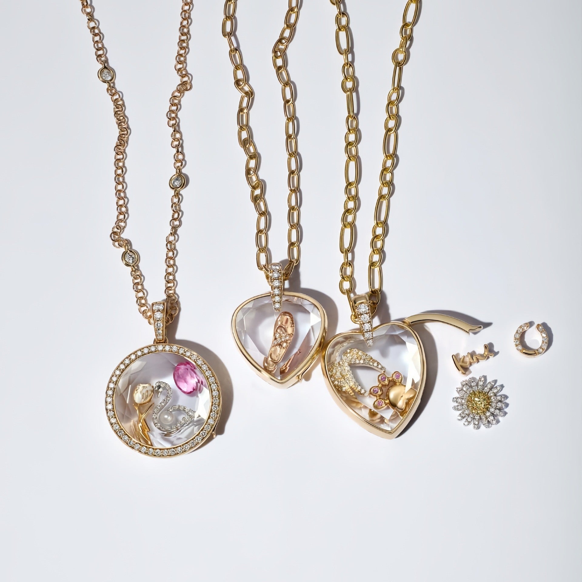 Heart Shape Locket Necklace For Women In Copper With Electroplated Gold Plating And Zircon Inlay
